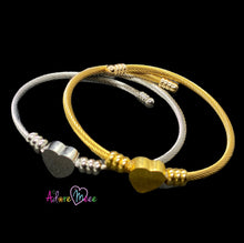 Load image into Gallery viewer, "I Heart You" Gold &amp; Silver Adjustable Bangles
