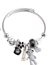 Load image into Gallery viewer, Grey "Teddy" Charm Bangle Bracelet
