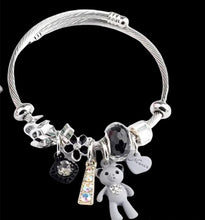 Load image into Gallery viewer, Grey "Teddy" Charm Bangle Bracelet
